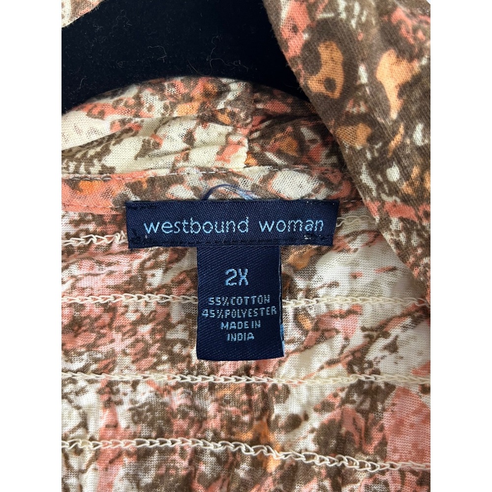 Westbound Woman Cardigan Women 2X Brown Orange Excellent Abstract Burnout Print - Picture 2 of 12